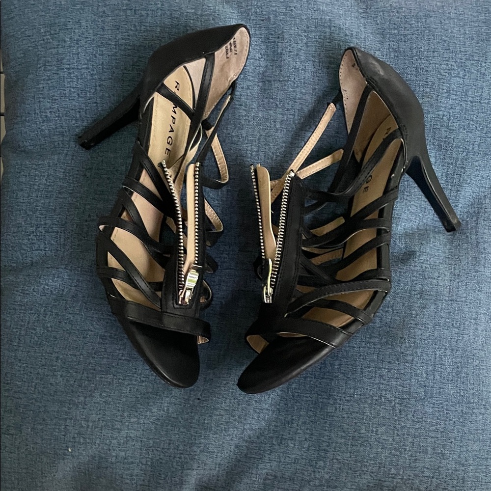 Rampage Black Stiletto Heels with Strappy Design